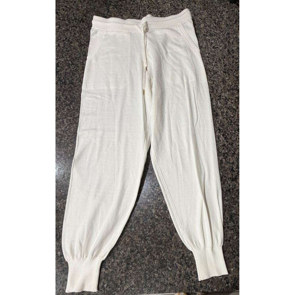 Free Assembly Rib Jogger Pant Cream Knit Drawstring Lounge Pants FAWSW00394HD24L